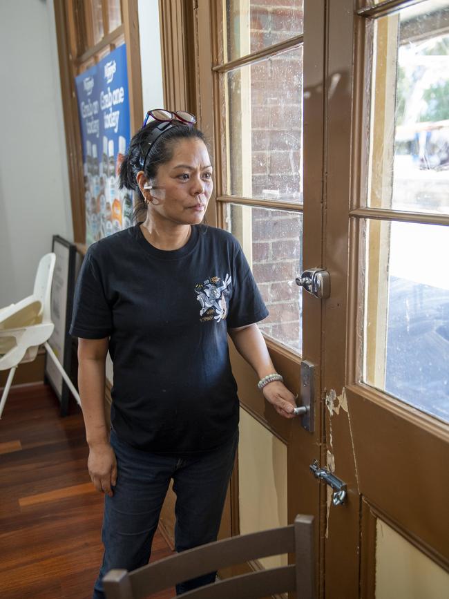 Marie-Anne San Gabriel in her Gawler Heritage Cafe that was broken into twice in 12 hours. Picture Mark Brake