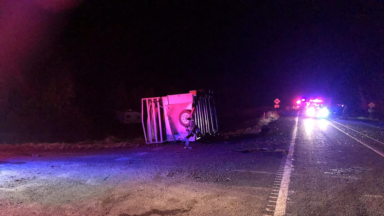 Four people were injured in a St Lawrence crash on Saturday May, 31 that closed the Bruce Highway.