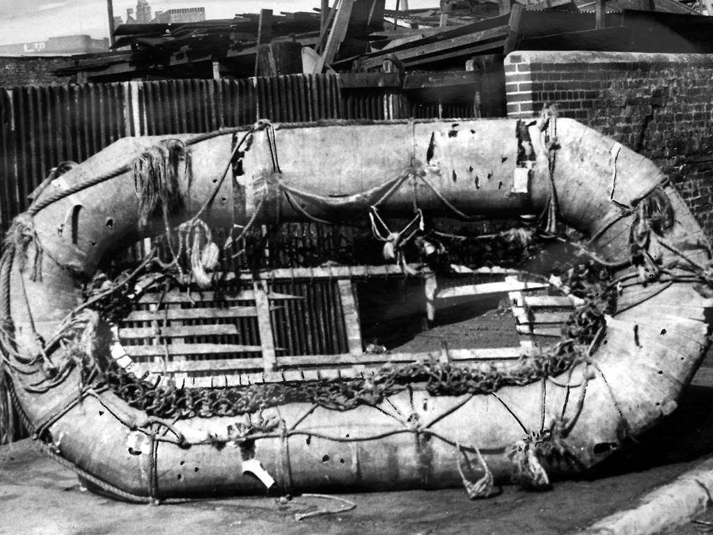 Carley float life raft from Aust Navy ship HMAS Sydney, which washed up on the coast of Western Australia during World War II, 11 Mar 1943.
