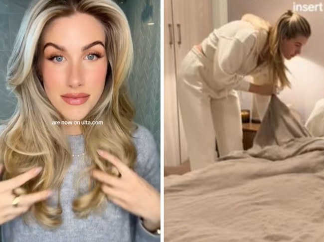 Ashley Paige, an American woman, claimed the duvet cover hack was going to “change your life”. Picture: TikTok/@ashley.paiige