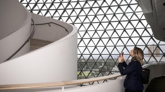 Photo stop at SAHMRI. Picture: Mike Burton