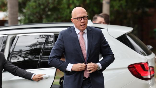 Leader of the Opposition Peter Dutton at the Mizrachi Synagogue in Bondi.Picture: Richard Dobson