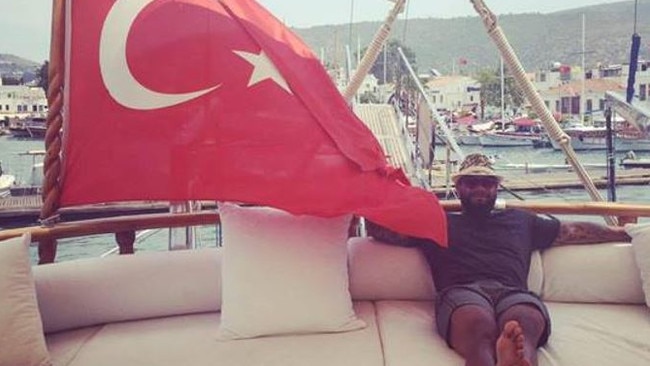 Duax Ngakuru relaxes on the back of a yacht beside the Turkish flag in one of the first photos of him to surface in almost a decade.