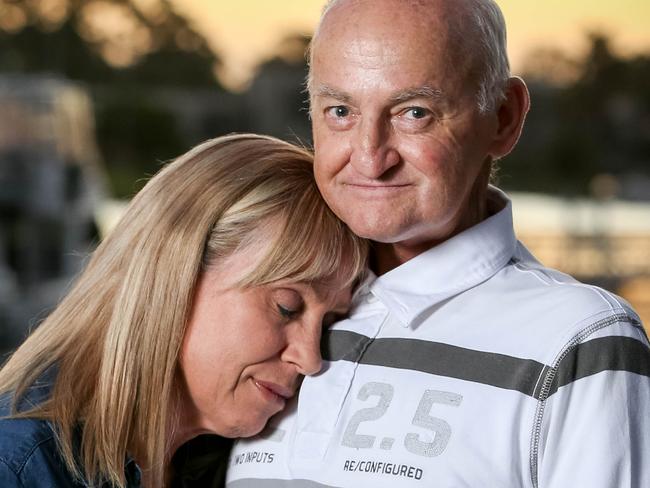 Cancer sufferer Ken Dugdale with his wife Natalie Dugdale in Port Macquarie. Pic: Lindsay Moller