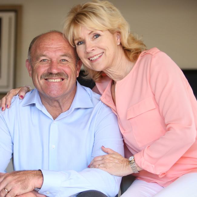 Wally Lewis and his now estranged wife Jacqueline at their home at Birkdale. Picture: Jamie Hanson