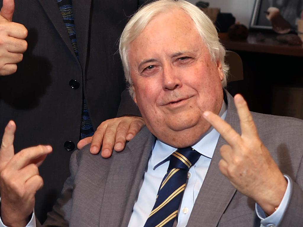 Anti-vaxxer Clive Palmer at Parliament House in Canberra. Picture: NCA NewsWire / Gary Ramage