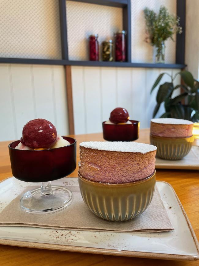 Raspberry souffle and mixed gelato at Patch, Stirling.