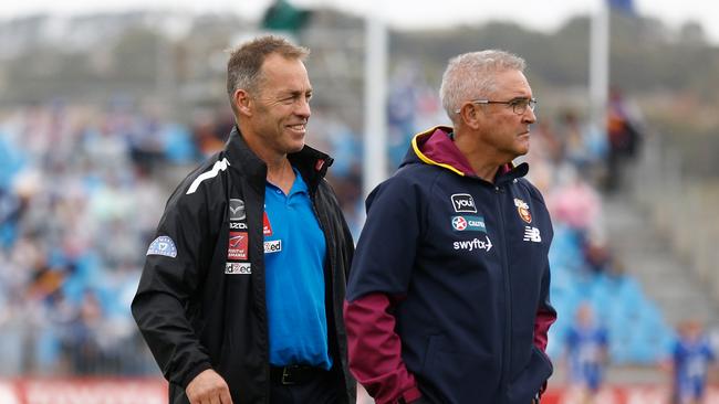 Chris Fagan and Alastair Clarkson during their round 5 clash. Picture: Michael Willson/AFL Photos via Getty Images