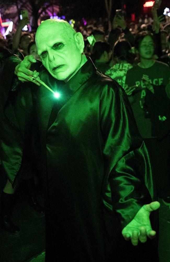 A person dressed as Voldemort celebrated Halloween in Shanghai. Picture: AFP