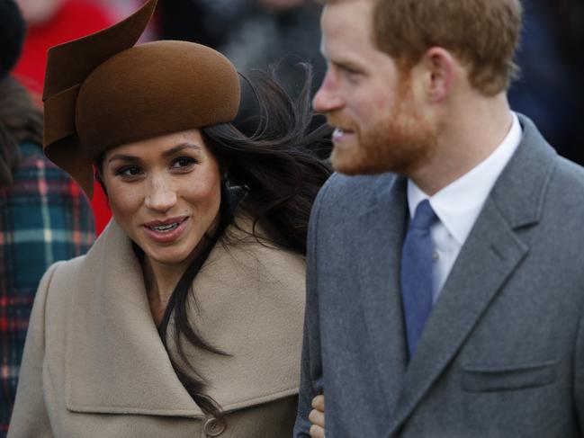 Prince Harry and Meghan Markle at Sandringham on Christmas Day 2017, are not likely to join the royals for the festive season this year. Picture: AFP