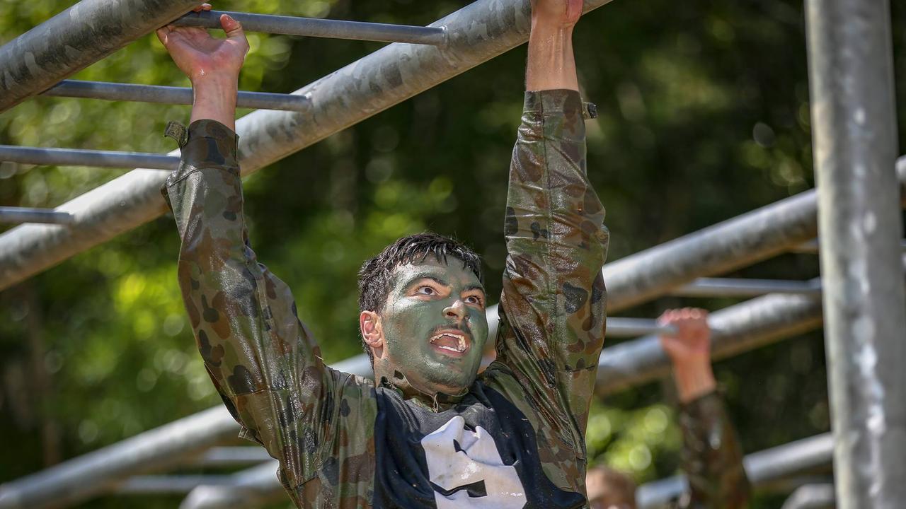 Jordan Petaia tackles the army obstacle course. Credit: QRU Media — Brendan Hertel.