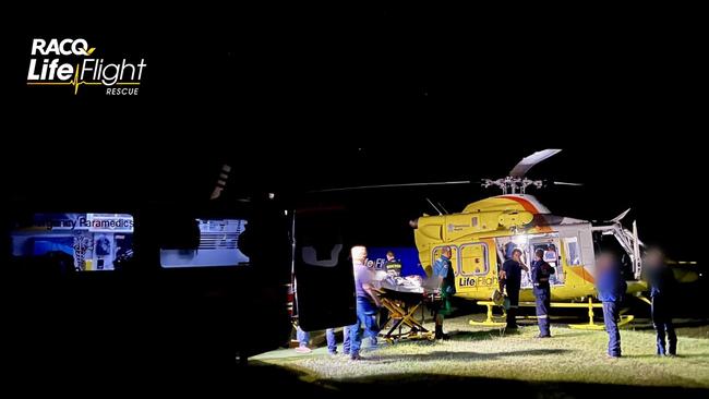 Boy airlifted to hospital after being stomped on by a bull on Saturday night, March 18, 2023. Picture: RACQ LifeFlight