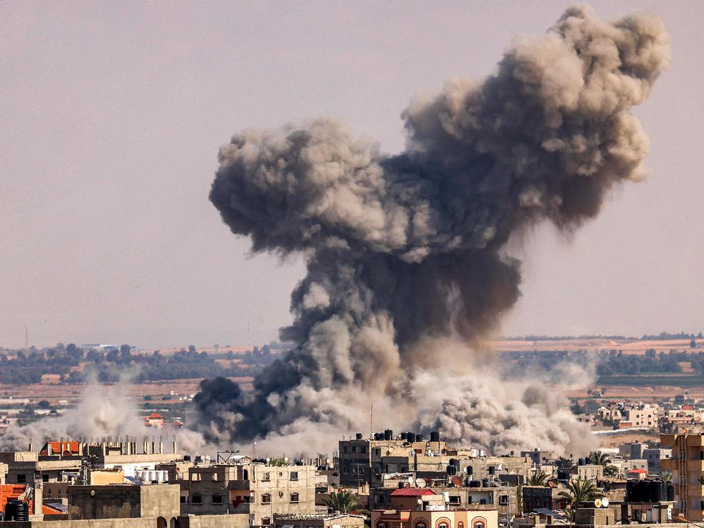 A smoke plume erupts during Israeli bombardment in Rafah. Picture: Said Khatib/AFP