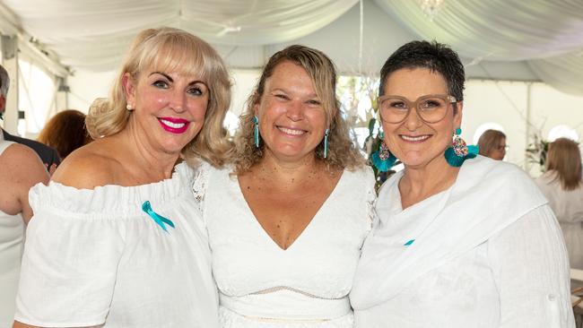 Jacquie camilleri, Sharon Johnston and nurse Rosie Stannard at the Touch of Teal Soiree for the Trudy Crowley Foundation at the Mantra at the Harbour on Friday, September 8. Picture: Michaela Harlow