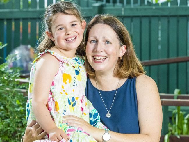 Melissa Clark with five-year-old Grace posing for a photograph in Bulimba, Saturday, February 13, 2021 - Picture: Richard Walker