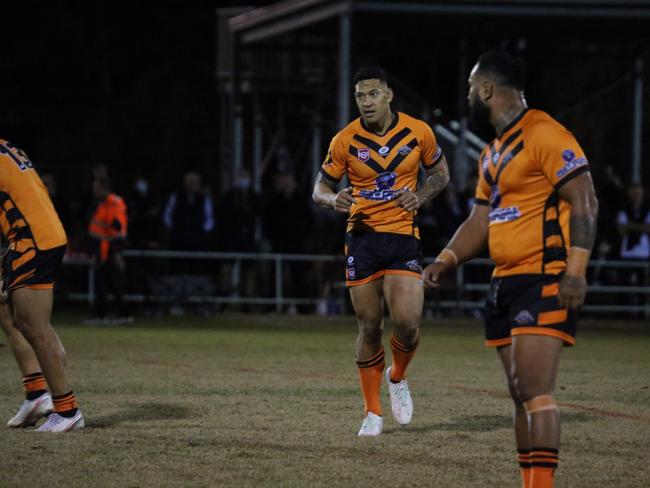 Israel Folau makes his Rugby League Gold Coast debut for Southport Tigers against defending champions Runaway Bay at Owen Park, Southport. Pic Mike Batterham
