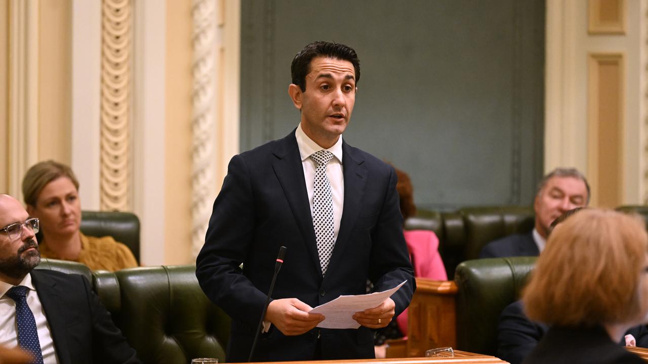 Queensland Leader of the Opposition David Crisafulli speaks during Question Time at Parliament House in Brisbane. Picture: Dan Peled / NCA NewsWire