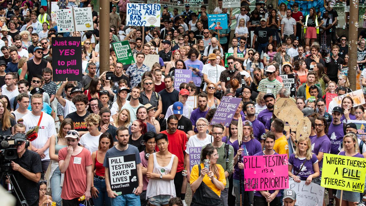 March for pill testing Sydney Town Hall | Daily Telegraph