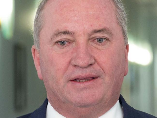 CANBERRA, AUSTRALIA - NewsWire Photos FEBRUARY 16, 2023: Barnaby Joyce spoke with the media at early morning door stops in Parliament House, in Canberra.Picture: NCA NewsWire / Gary Ramage