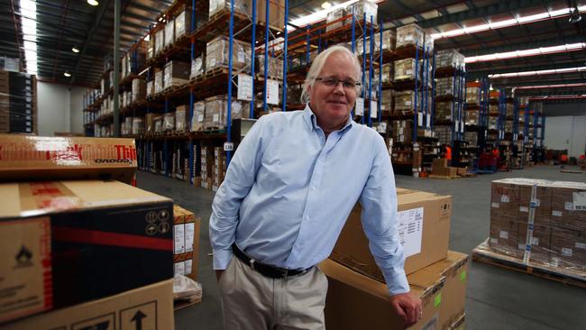 David Dicker founder of Dicker Data at in his warehouse, in Kurnell, NSW. Picture: Sam Mooy.