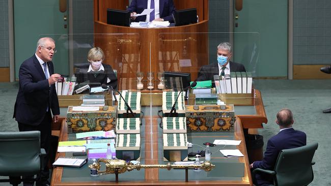 The Prime Minister and Opposition Leader during Question Time today. Picture: Gary Ramage/NCA NewsWire