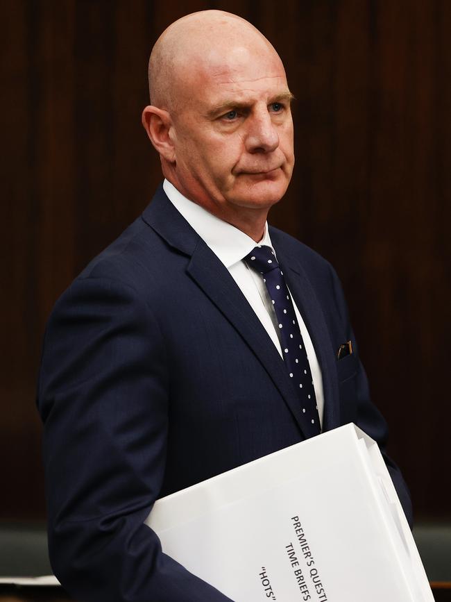 Premier Peter Gutwein arrives at question time in State Parliament. Picture: Zak Simmonds