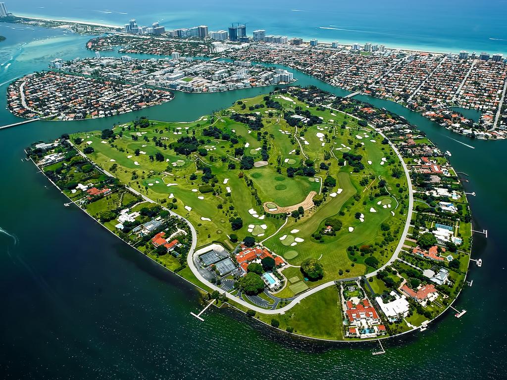 Billionaire’s playground Indian Creek in Biscayne Bay, Miami.