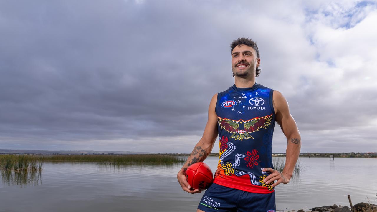 Adelaide Crow Izak Rankine On Expectations Family Indigenous Jumper   B85211b5c547abb4f64f92015b2347f9