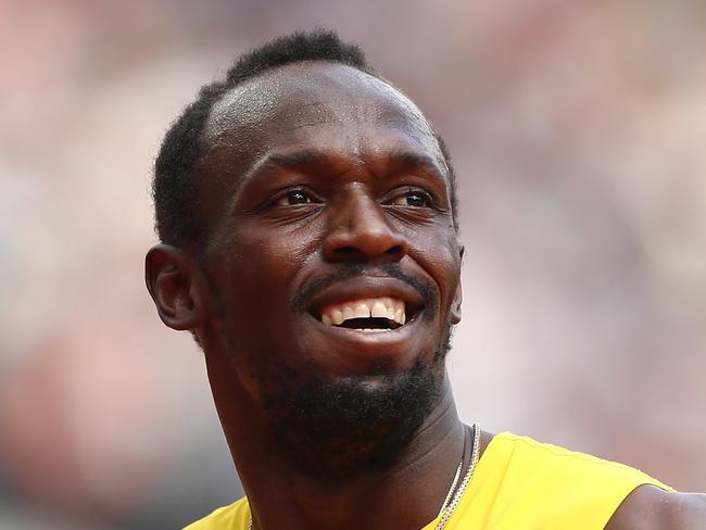 LONDON, ENGLAND - AUGUST 12:  Usain Bolt of Jamaica reacts after competing in the Men's 4x100 Metres Relay heats during day nine of the 16th IAAF World Athletics Championships London 2017 at The London Stadium on August 12, 2017 in London, United Kingdom.  (Photo by Michael Steele/Getty Images)