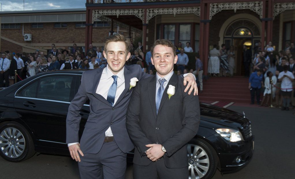 Matthew Keely (left) and Samuel Baldock at Concordia formal at Redlands campus, Thursday, November 16, 2017. Picture: Kevin Farmer