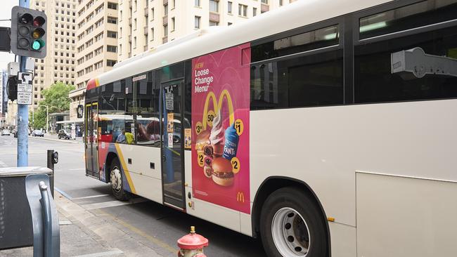 McDonald’s advertising on a bus in Adelaide. Picture: Matt Loxton