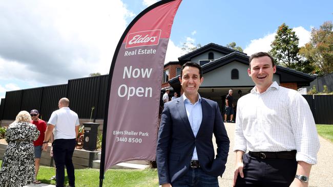 Premier David Crisafulli and Housing Minister Sam O’Connor announce changes to first homeowner subletting rules at an Open House in Shailer Park. Picture: David Clark