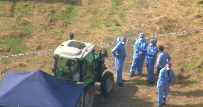 Investigators spent the day at the site of a farm where a woman was killed by a tractor. Picture: Supplied / ABC