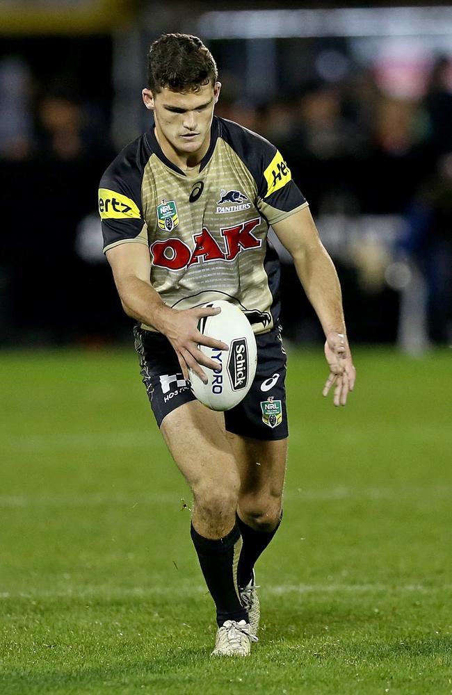 Aiming for the future ... Nathan Cleary plays for the Panthers against his dad’s old team the New Zealand Warriors in Auckland, July 2016.