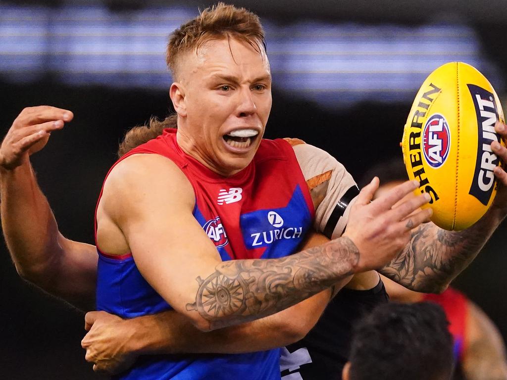 James Harmes in action for the Demons. Picture: AAP Image/Scott Barbour