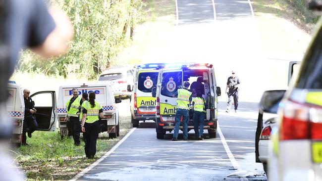 Emergency services have responded to a car and truck crash on Blackall Range Rd, Woombye. Picture: Patrick Woods.