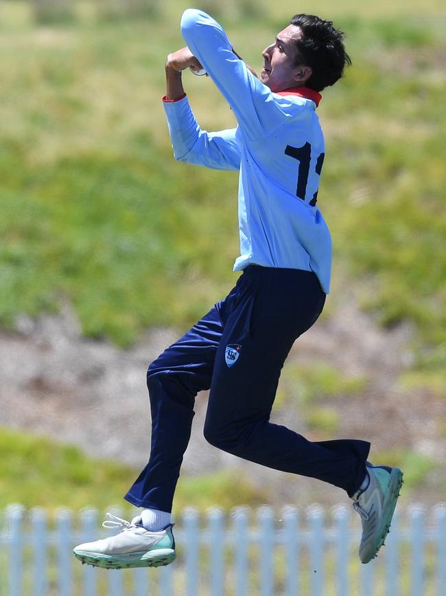 NSW Metro bowler Ethan Jamieson during the grand final at Karen Rolton Oval 22 December, 2022, Cricket Australia U19 Male National Championships 2022-23.Picture: Cricket Australia.