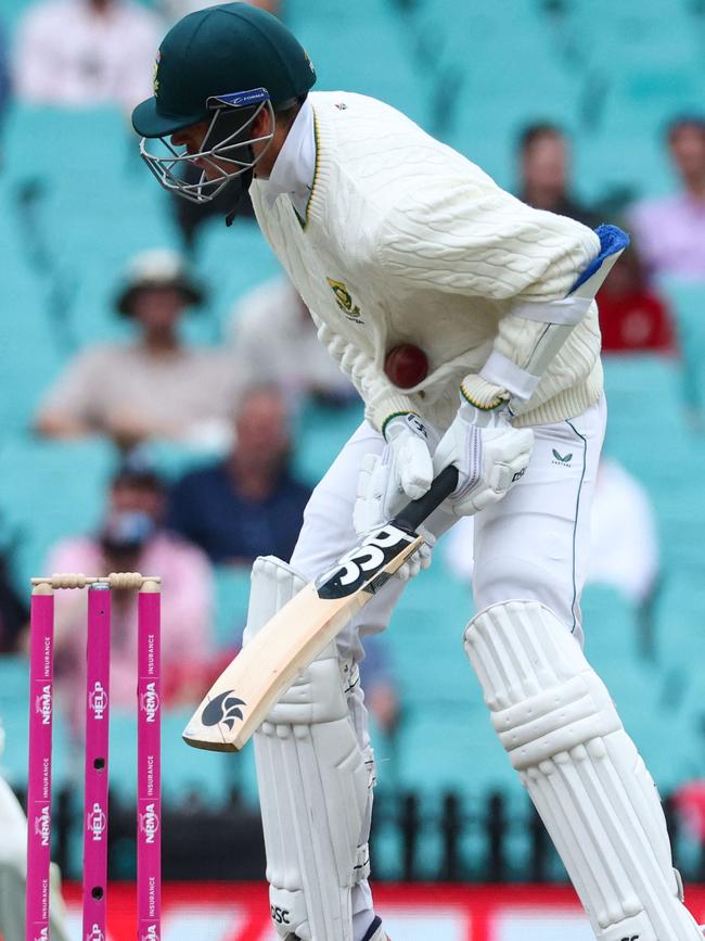 Marco Jansen wears a Cummins missile. Picture: David Gray/AFP