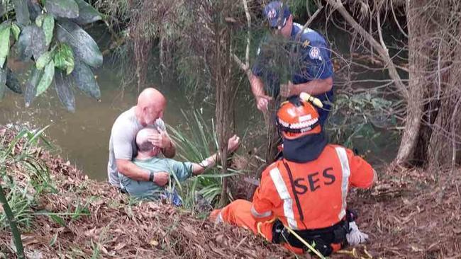 Mr Hood fell into Wrights Creek on Shelley Beach Road on Friday.