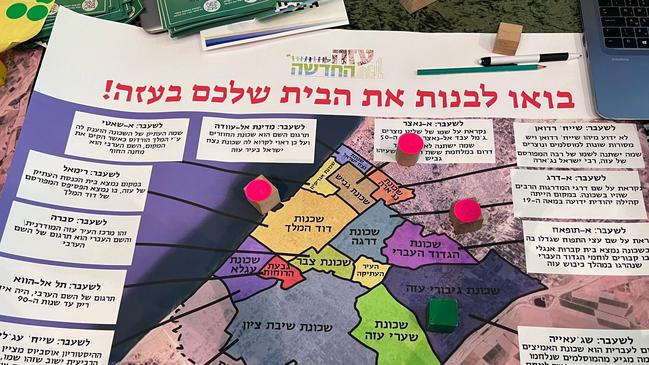 Organisers presented maps featuring plans for new Israeli settlements in Gaza. Picture: Margherita Stancati/WSJ