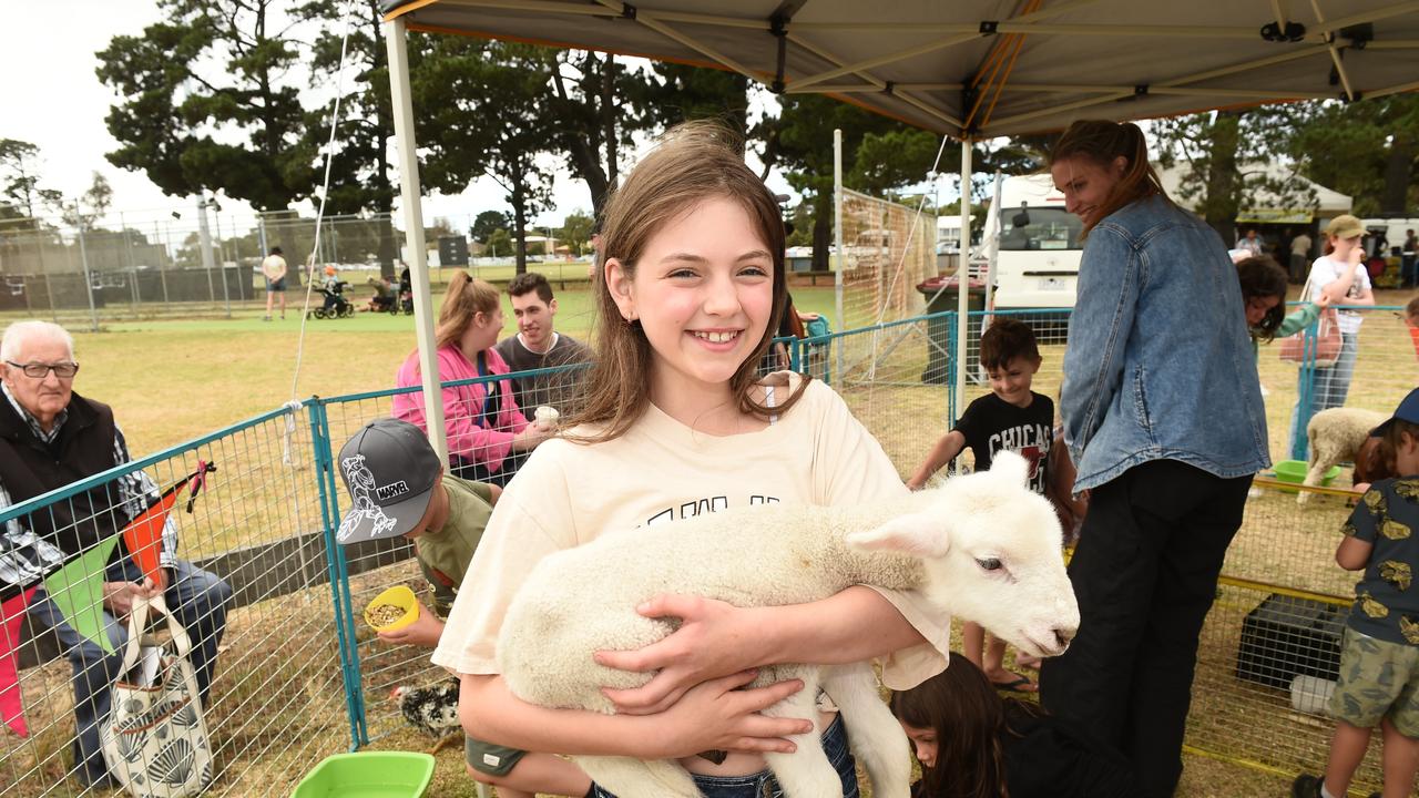 Taylor with lamb at the Bellarine Agriculture Show. Picture: David Smith