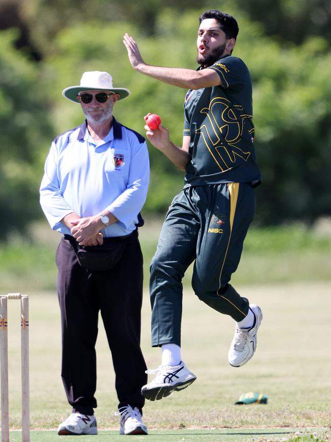 NMCA: Abdul Satar Jamal bowling for Keon Park. Picture: George Sal