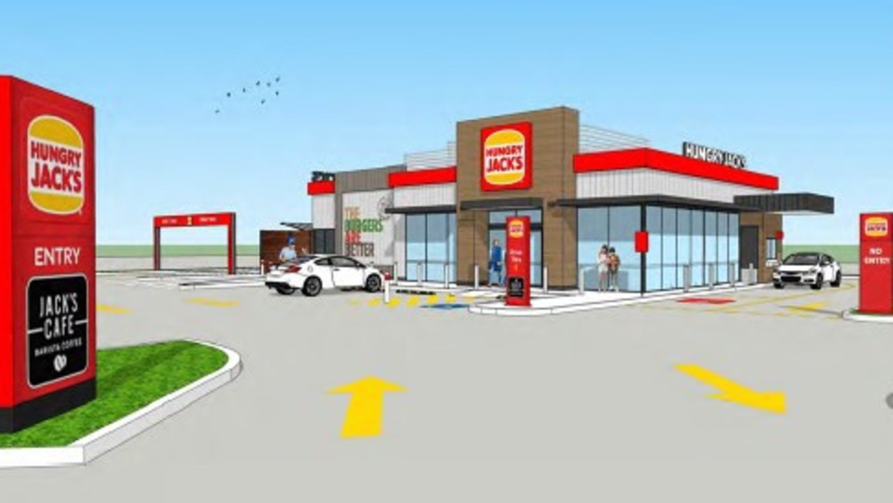 A Hungry Jacks is proposed to be built in Gracemere. Renders: Fang Architects.