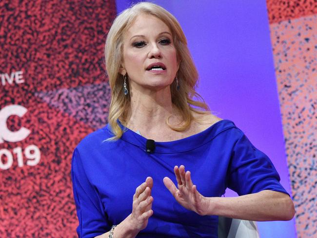 White House Counselor to the President Kellyanne Conway speaks during the annual Conservative Political Action Conference (CPAC) in National Harbor, Maryland, on March 1, 2019. (Photo by MANDEL NGAN / AFP)