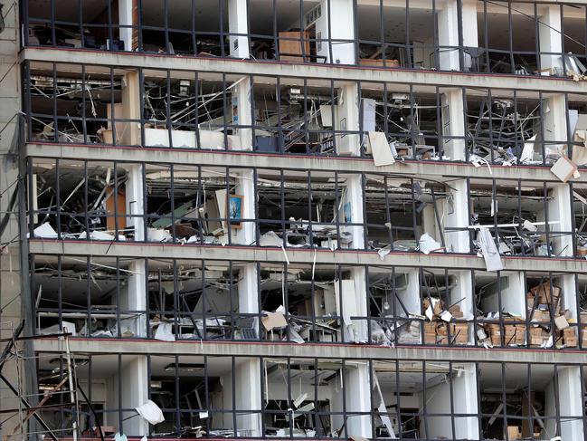 The windows of nearby buildings were blown out. Picture: Anwar Amro/AFP