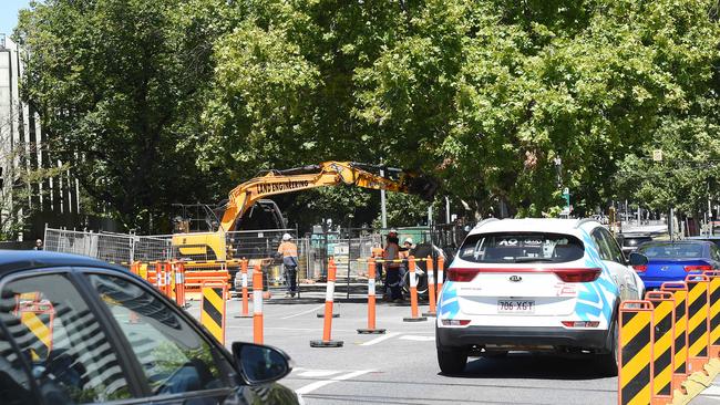 St Kilda Rd will close to one lane each way by the end of February and become a congestion nightmare for commuters. Picture: Josie Hayden