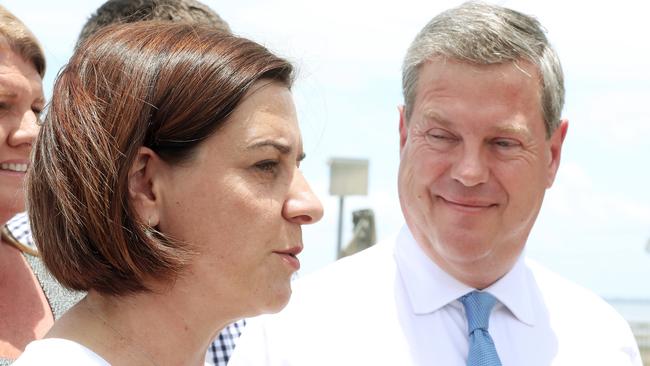 Deb Frecklington with outgoing LNP Leader Tim Nicholls. Photographer: Liam Kidston