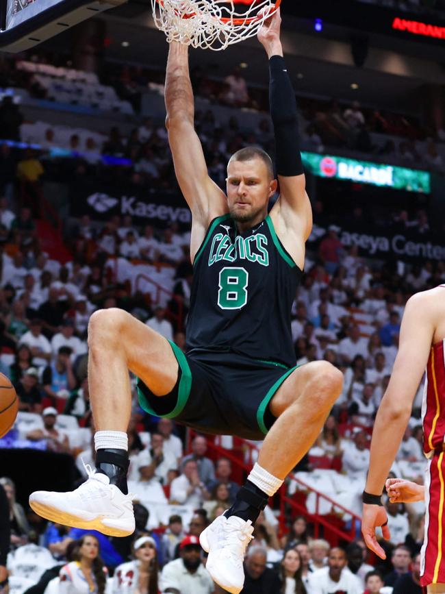 Kristaps Porzingis was Boston’s X-factor. Photo: Megan Briggs/Getty Images/AFP.