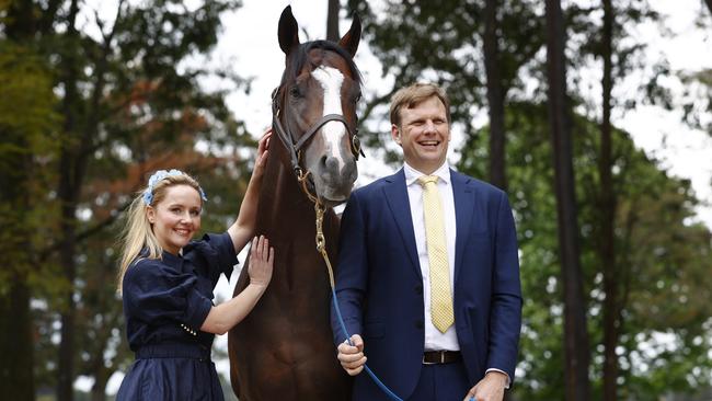 Bjorn Bakerand wife Andrea with Overpass. Picture: Richard Dobson