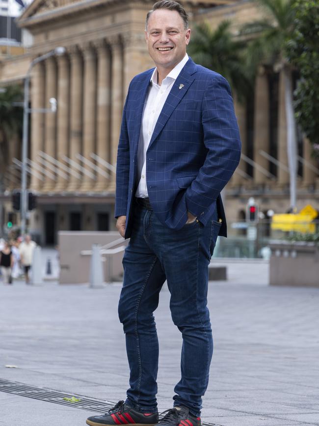 Lord Mayor Adrian Schrinner outside Brisbane City Hall. Picture: Richard Walker.